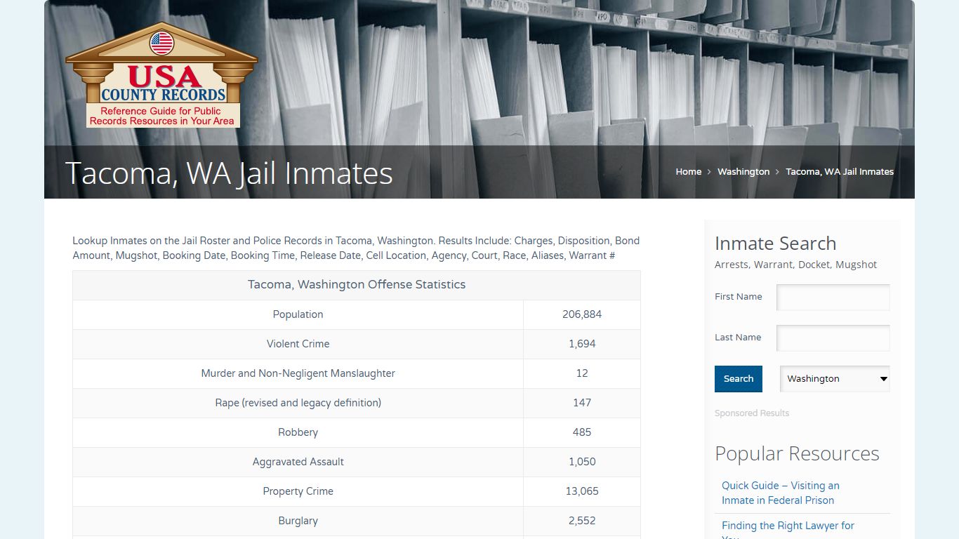 Tacoma, WA Jail Inmates | Name Search